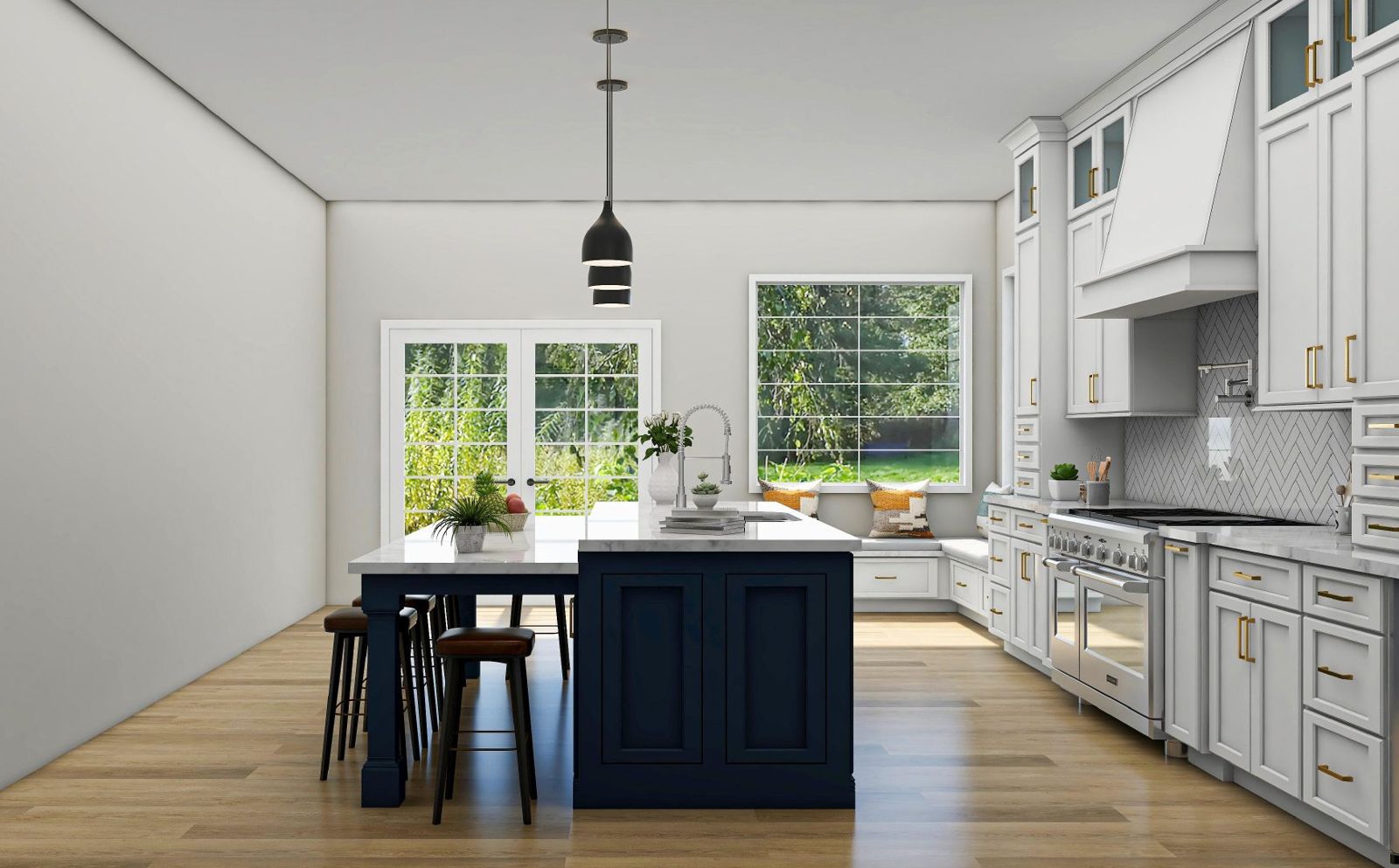 View toward the French doors